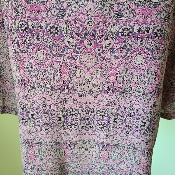 Cynthia Rowley Floral Blouse Tunic‎ Women's Size Medium Purple Pleated Oversized - Picture 4 of 8